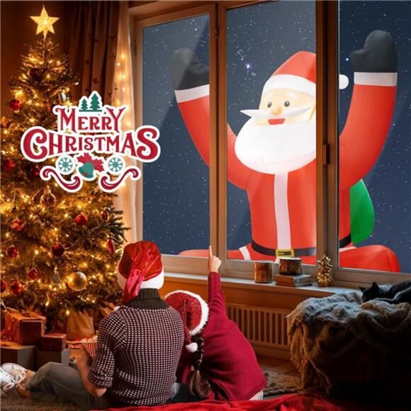 6FT Christmas Inflatable Decorations Hanging Santa Built-in Bright LEDs - Picture 2 of 6